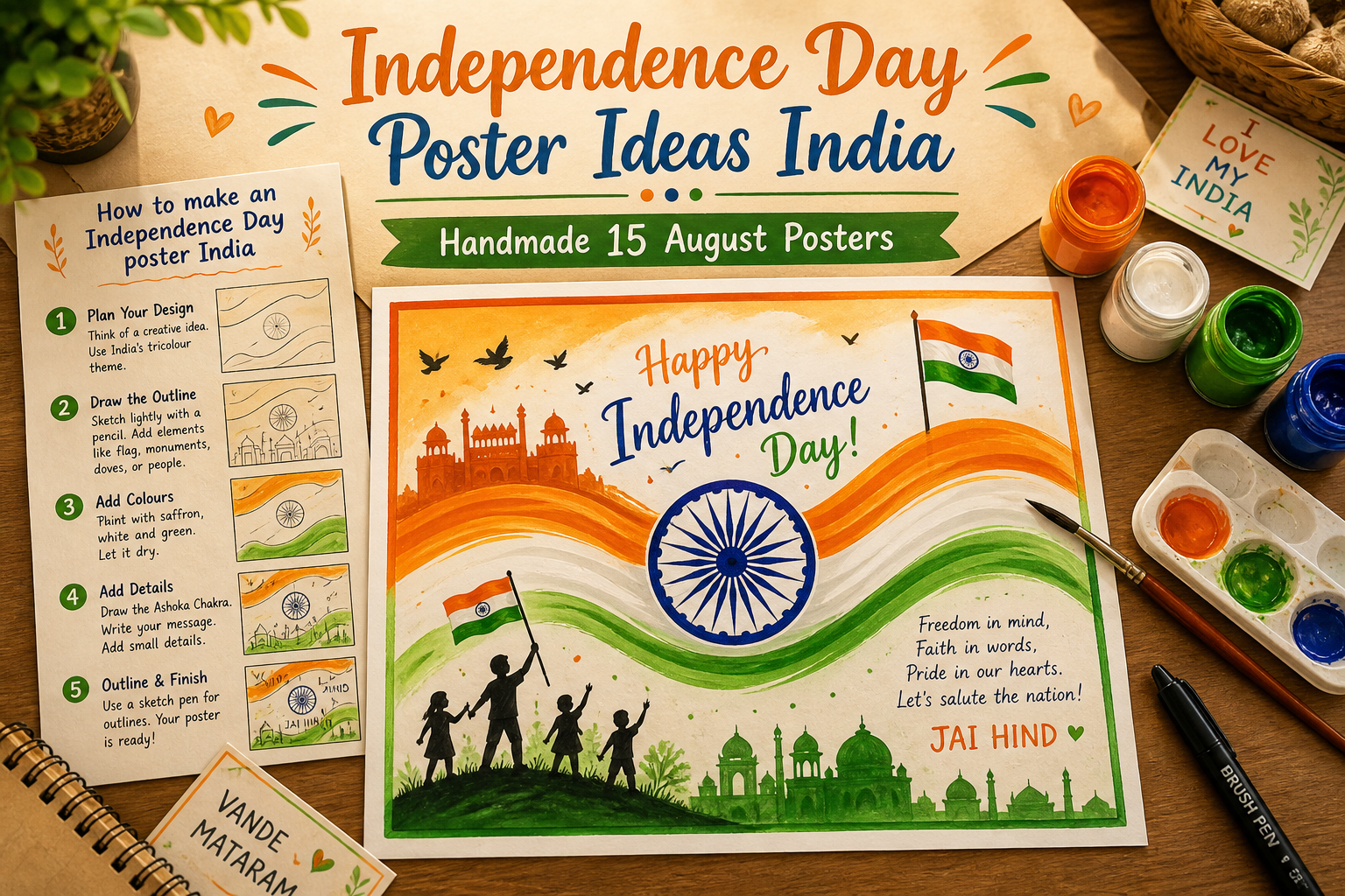 India Independence Day 2026 celebrations with tricolour flags and patriotic decorations