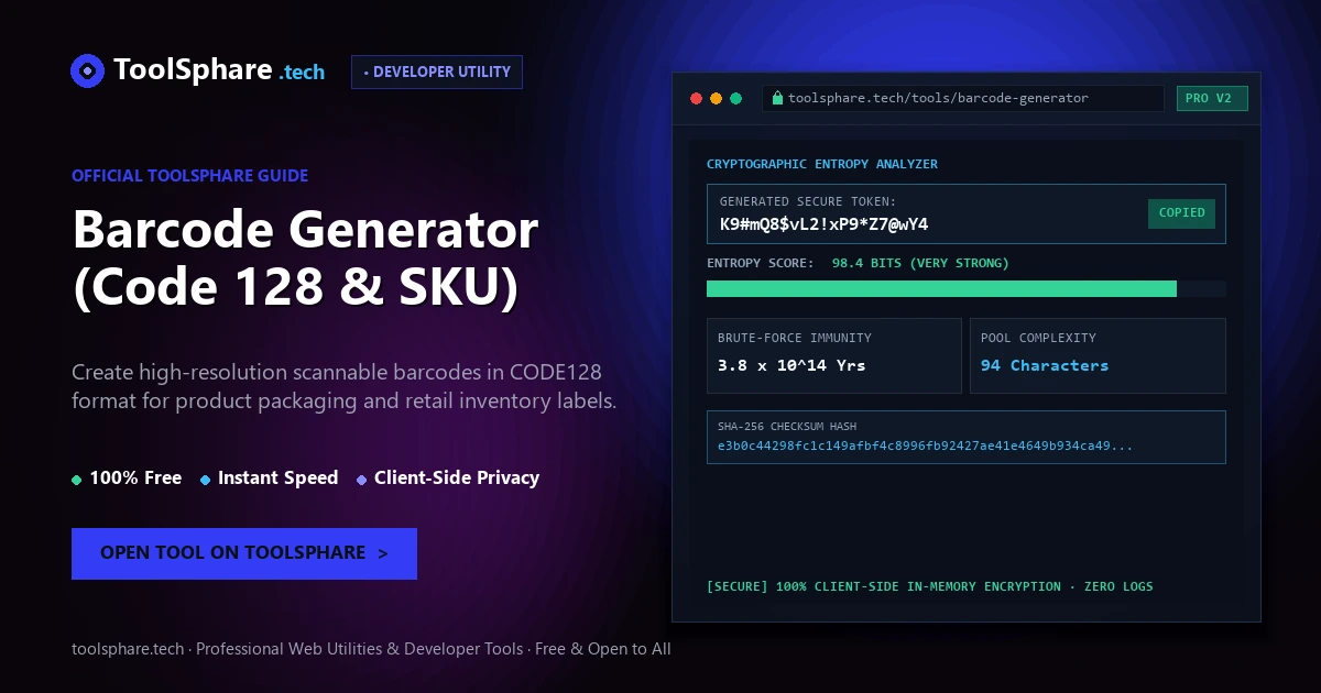 Barcode Generator (Code 128 & SKU): free online guide - ToolSphare Guide