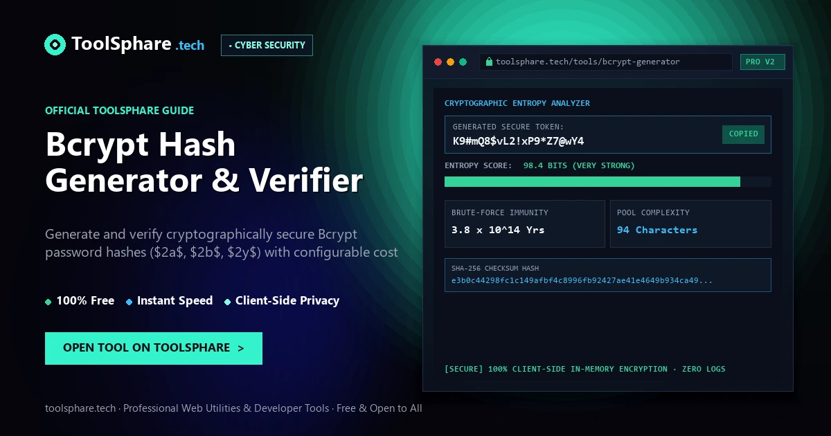 Bcrypt Hash Generator & Verifier: free online guide - ToolSphare Guide