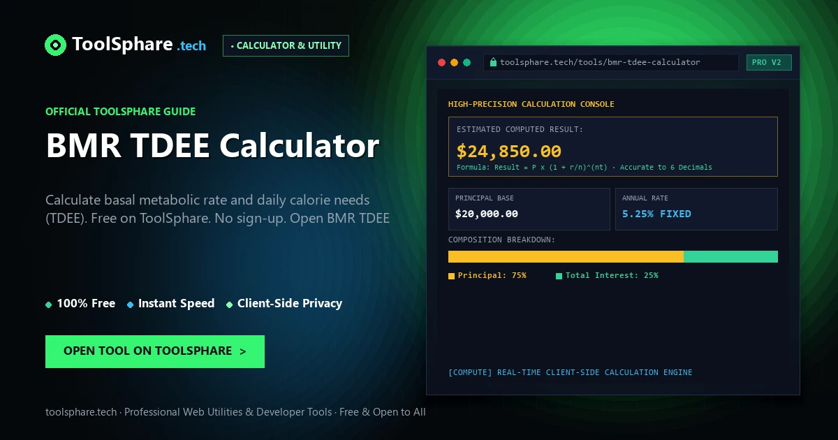 BMR TDEE Calculator: free online guide - ToolSphare Guide