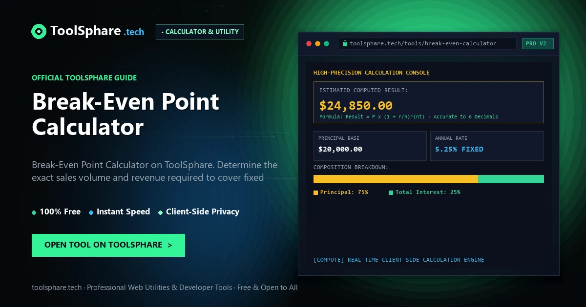 Break-Even Point Calculator: free online guide - ToolSphare Guide