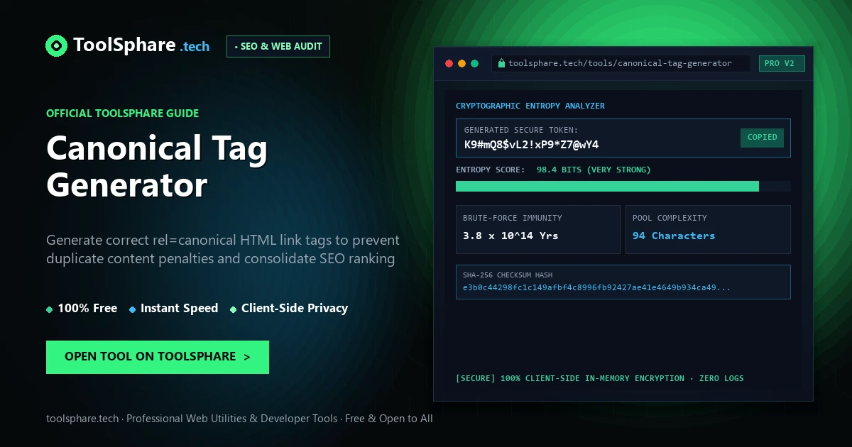 Canonical Tag Generator: free online guide - ToolSphare Guide