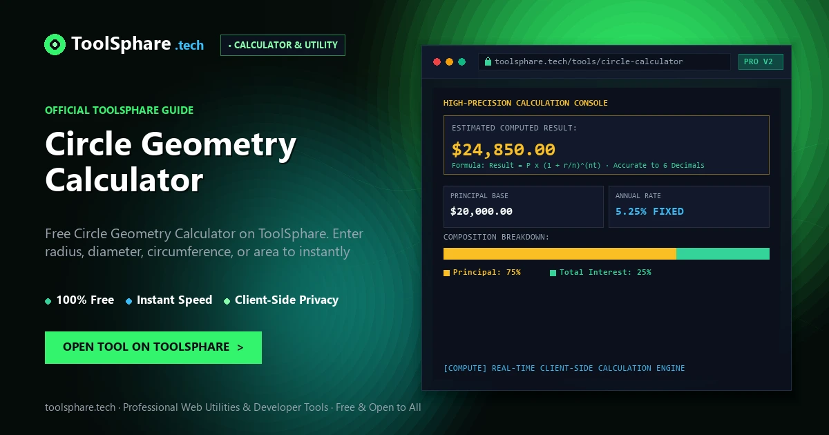 Circle Geometry Calculator: free online guide - ToolSphare Guide