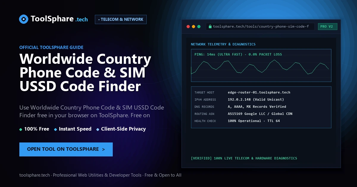 Worldwide Country Phone Code & SIM USSD Code Finder: free online guide - ToolSphare Guide