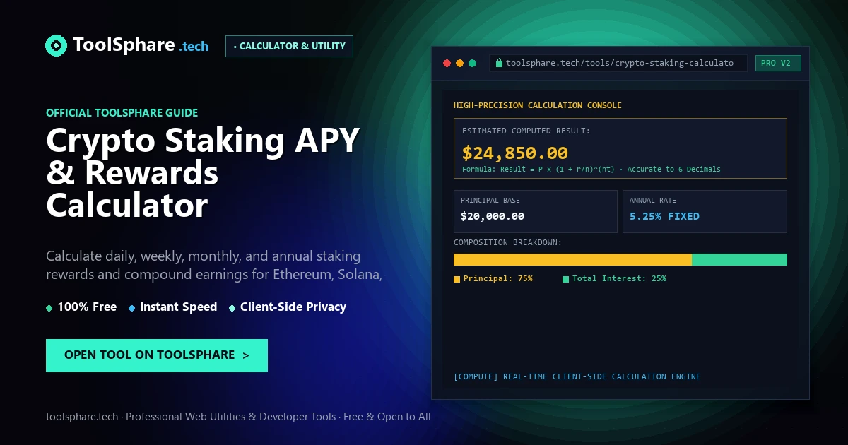 Crypto Staking APY & Rewards Calculator: free online guide - ToolSphare Guide