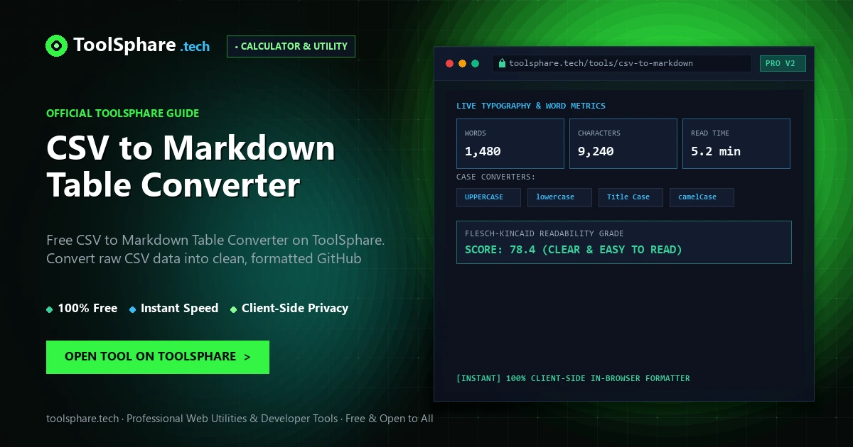 CSV to Markdown Table Converter: free online guide - ToolSphare Guide