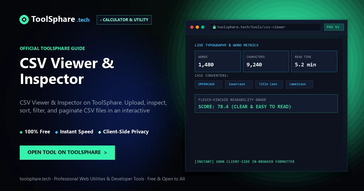 CSV Viewer & Inspector: free online guide - ToolSphare Guide