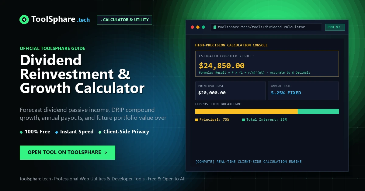 Dividend Reinvestment & Growth Calculator: free online guide - ToolSphare Guide