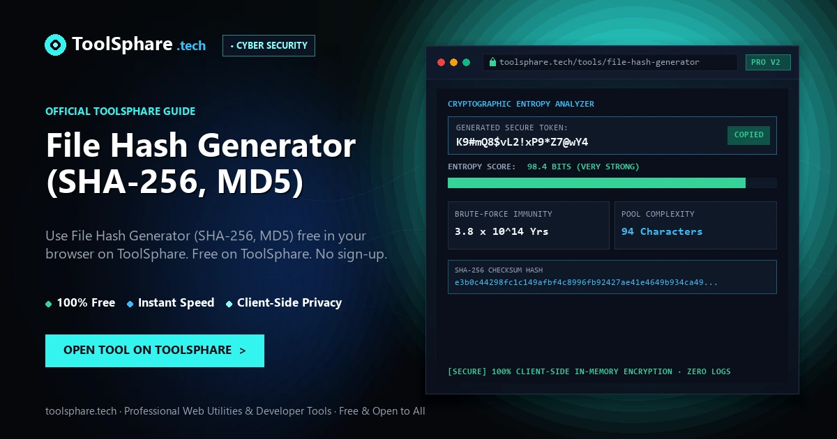 File Hash Generator (SHA-256, MD5): free online guide - ToolSphare Guide
