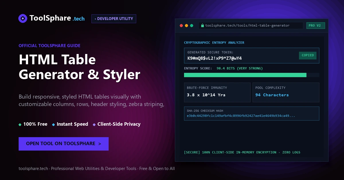 HTML Table Generator & Styler: free online guide - ToolSphare Guide