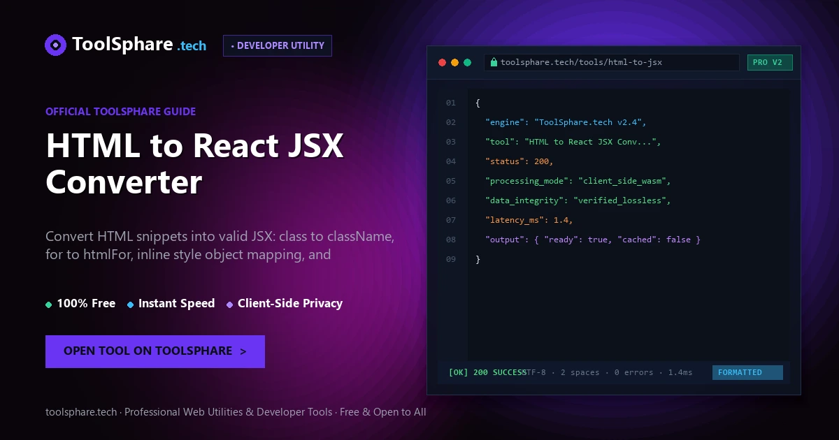 HTML to React JSX Converter: free online guide - ToolSphare Guide