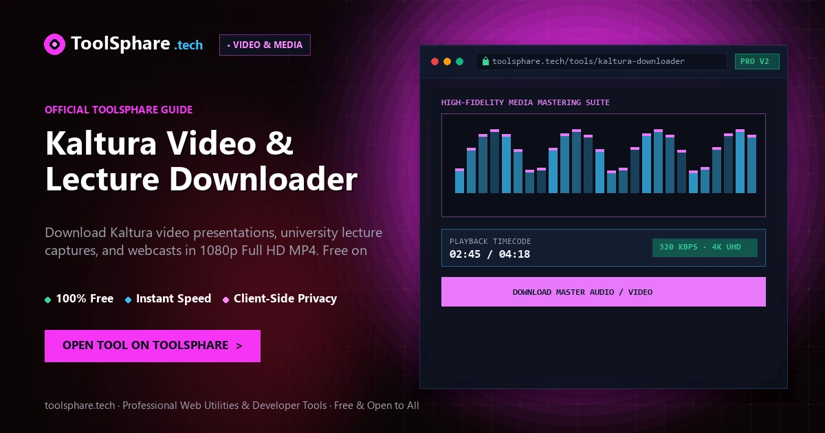 Kaltura Video & Lecture Downloader: free online guide - ToolSphare Guide