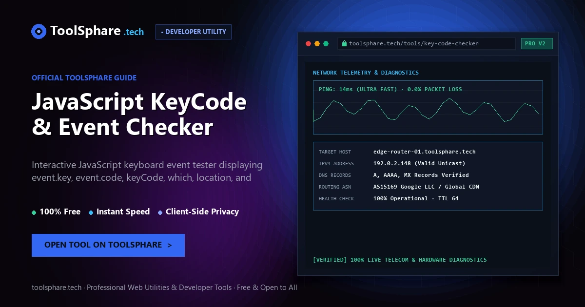 JavaScript KeyCode & Event Checker: free online guide - ToolSphare Guide