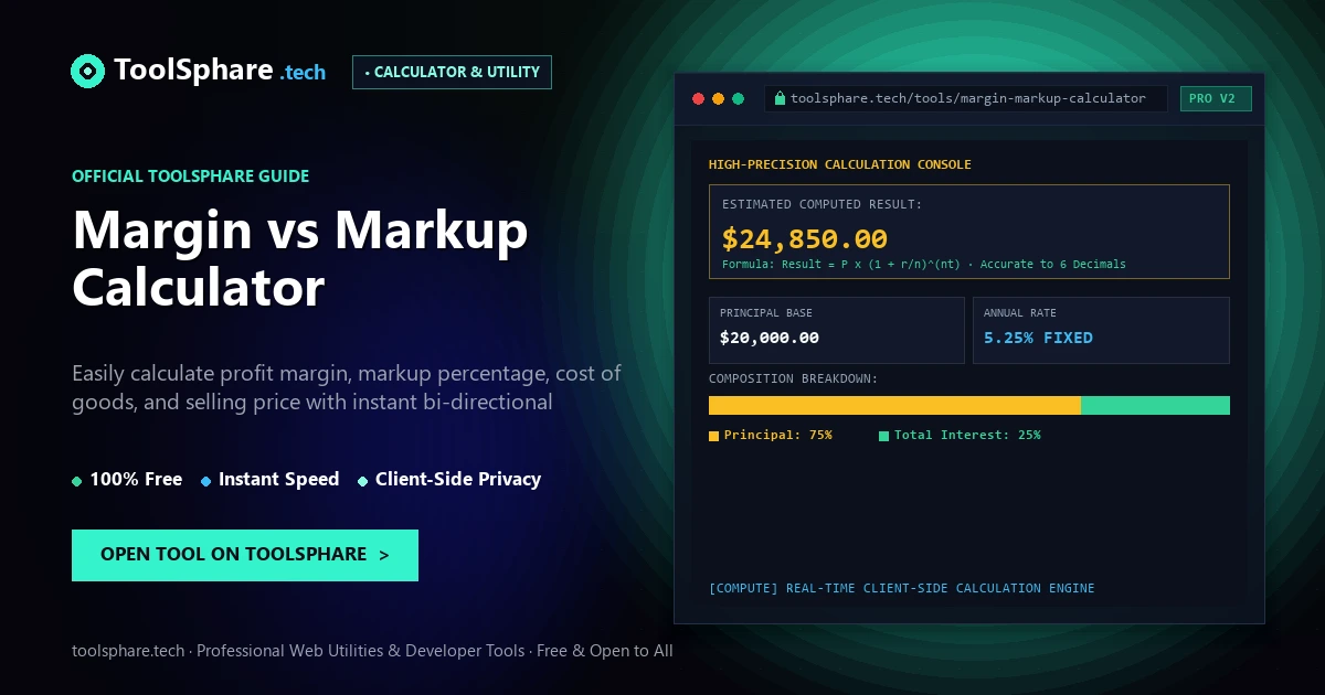 Margin vs Markup Calculator: free online guide - ToolSphare Guide