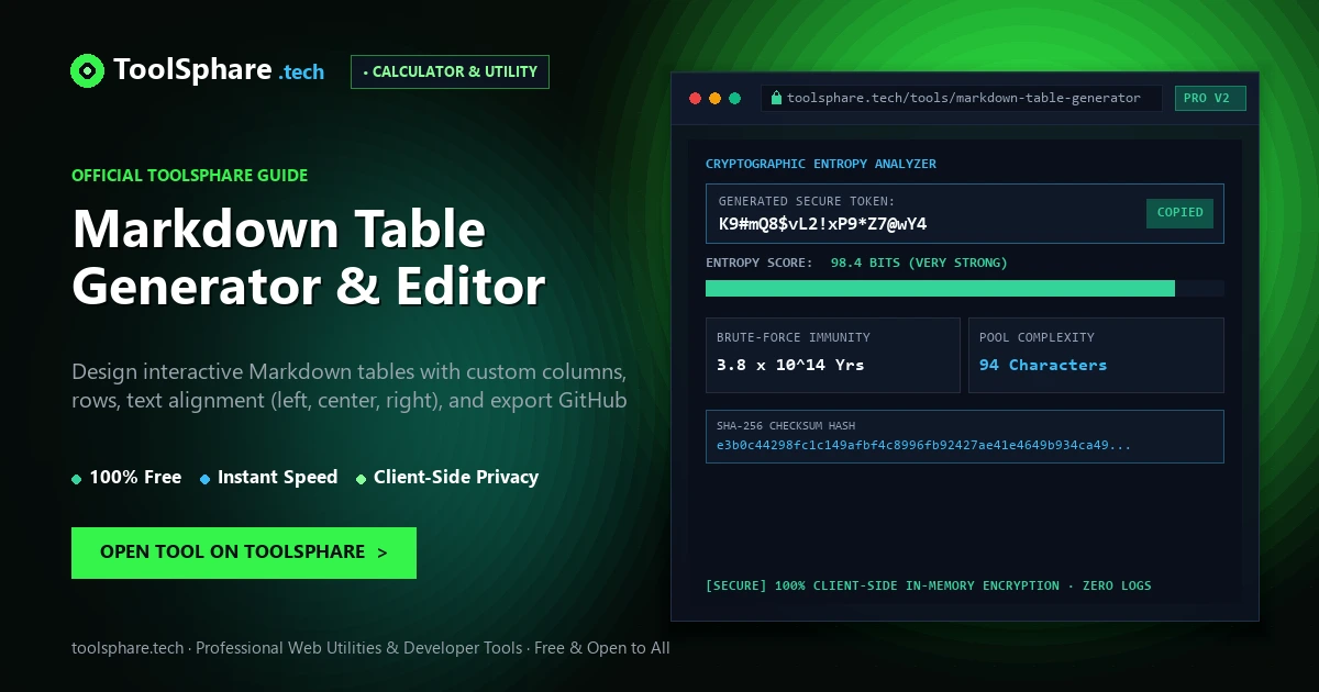 Markdown Table Generator & Editor: free online guide - ToolSphare Guide