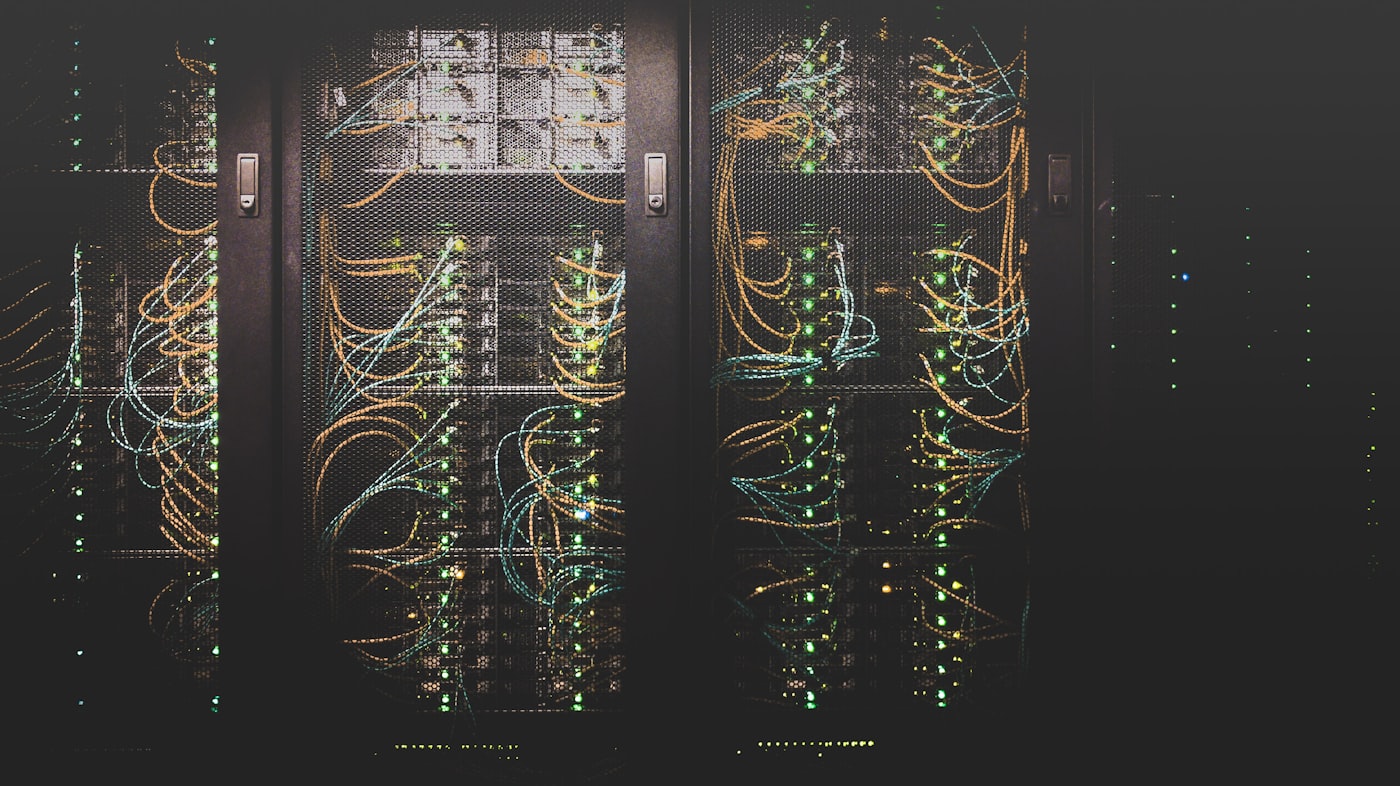 Server racks representing encrypted MEGA.nz cloud storage