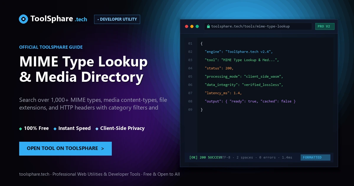 MIME Type Lookup & Media Directory: free online guide - ToolSphare Guide