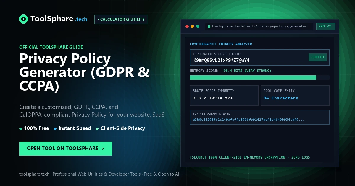 Privacy Policy Generator (GDPR & CCPA): free online guide - ToolSphare Guide