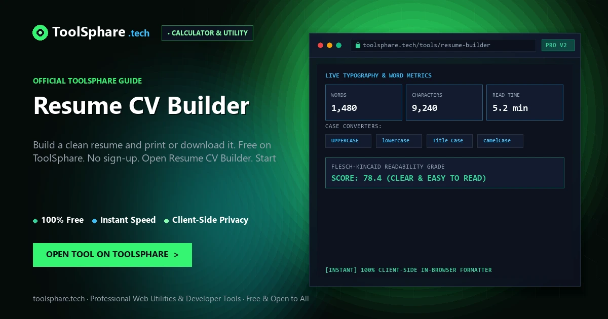 Resume CV Builder: free online guide - ToolSphare Guide