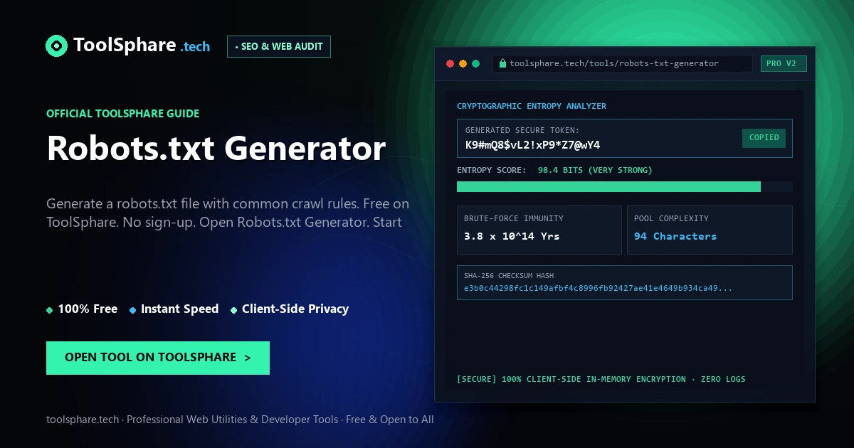 Robots.txt Generator: free online guide - ToolSphare Guide