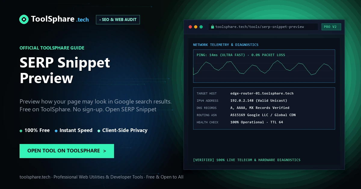 SERP Snippet Preview: free online guide - ToolSphare Guide