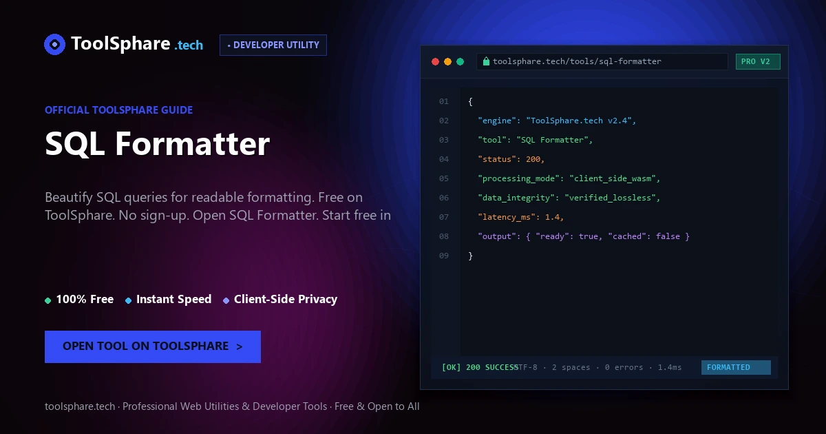 SQL Formatter: free online guide - ToolSphare Guide