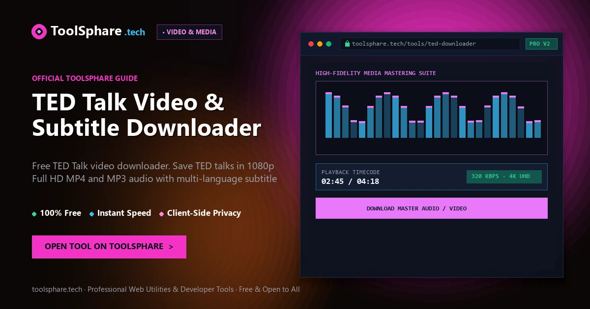 TED Talk Video & Subtitle Downloader: free online guide - ToolSphare Guide