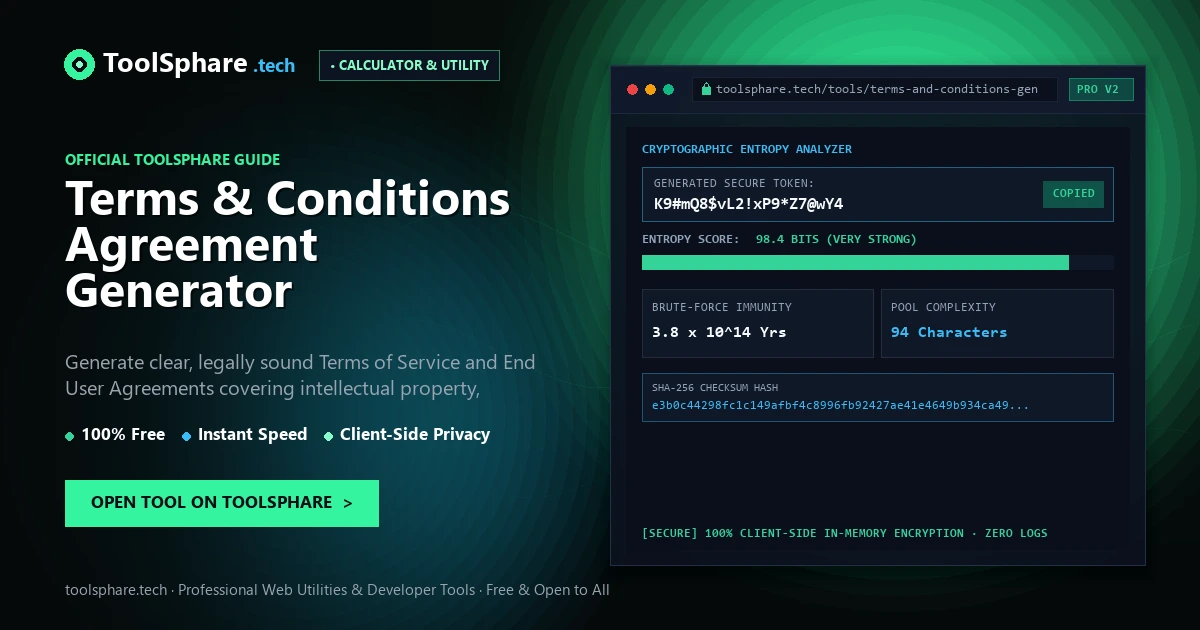 Terms & Conditions Agreement Generator: free online guide - ToolSphare Guide