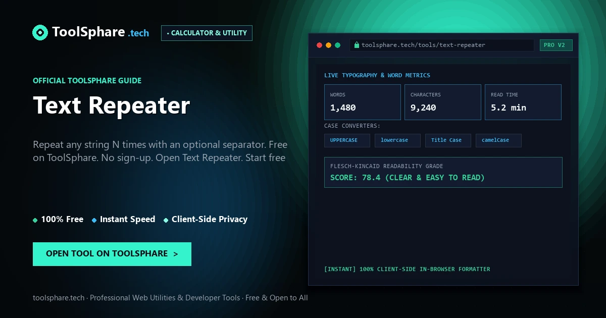 Text Repeater: free online guide - ToolSphare Guide