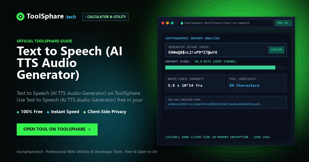 Text to Speech (AI TTS Audio Generator): free online guide - ToolSphare Guide