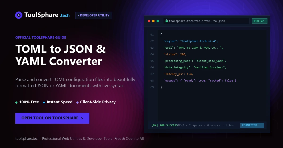 TOML to JSON & YAML Converter: free online guide - ToolSphare Guide