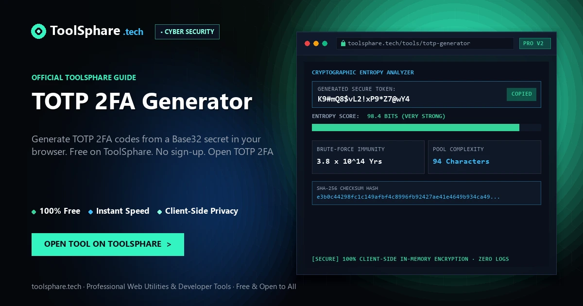 TOTP 2FA Generator: free online guide - ToolSphare Guide