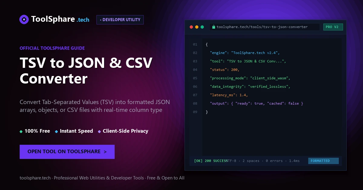 TSV to JSON & CSV Converter: free online guide - ToolSphare Guide