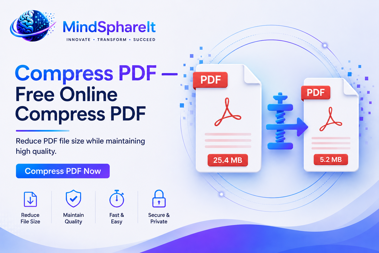 Screenshot of the free Compress PDF tool on ToolSphare