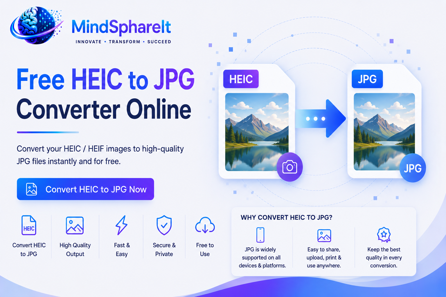 Screenshot of the free HEIC to JPG Converter tool on ToolSphare