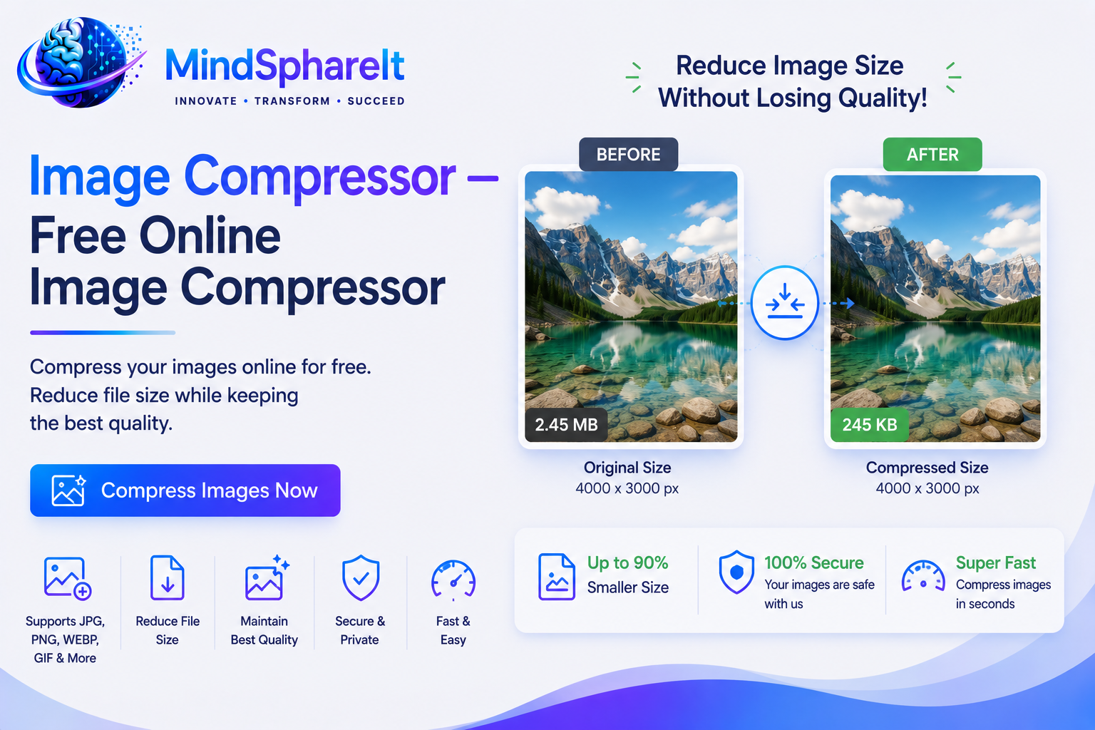 Capture d'écran de l'outil gratuit Compresseur d'images sur ToolSphare