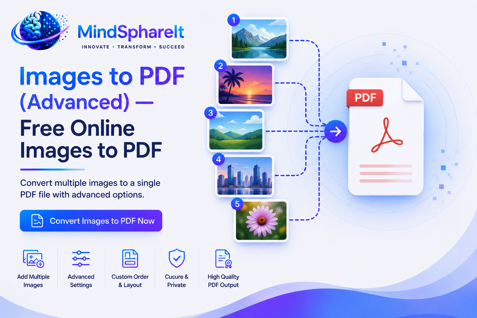 Screenshot of the free Files to PDF (Advanced) tool on ToolSphare
