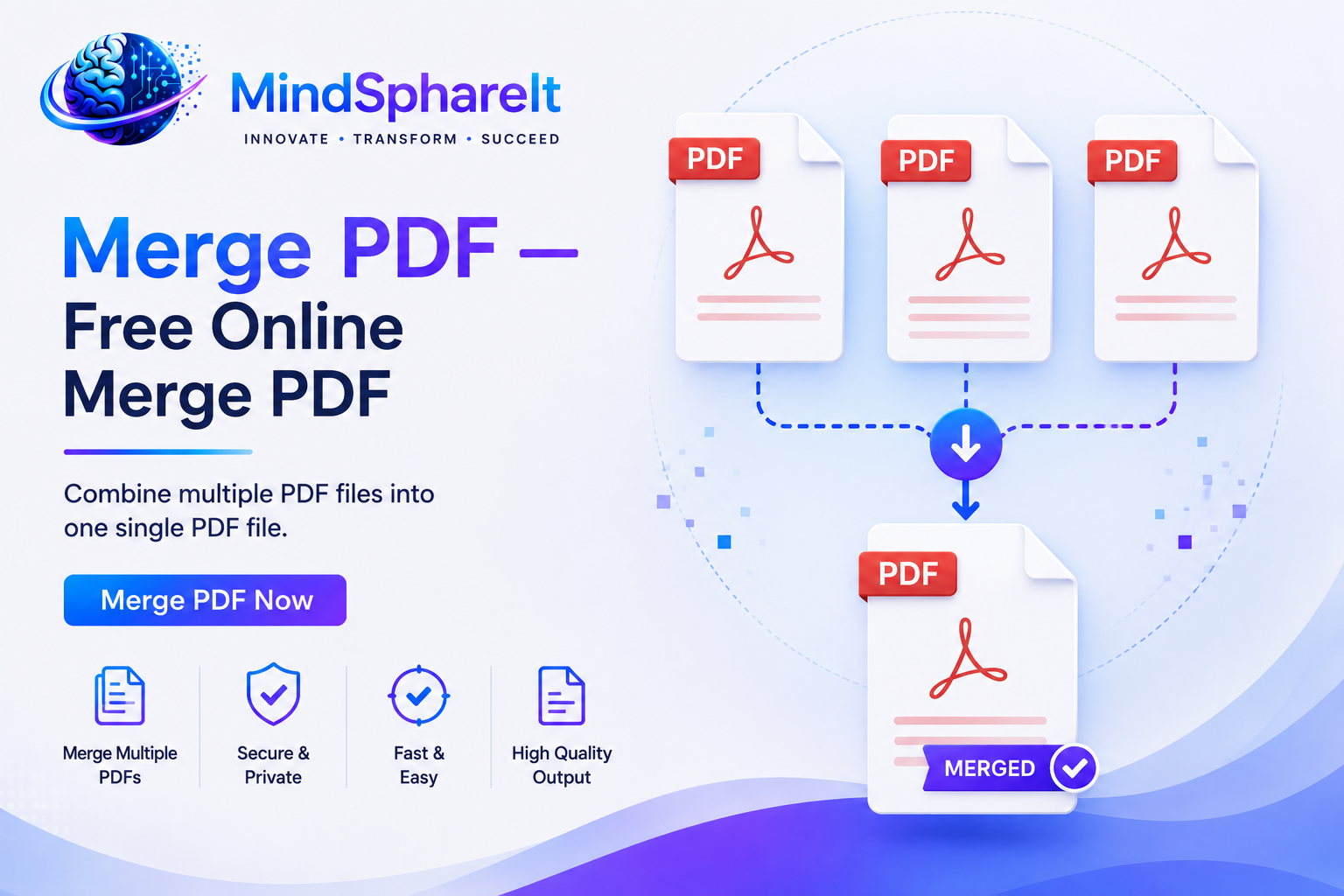 Screenshot of the free Merge PDF tool on ToolSphare