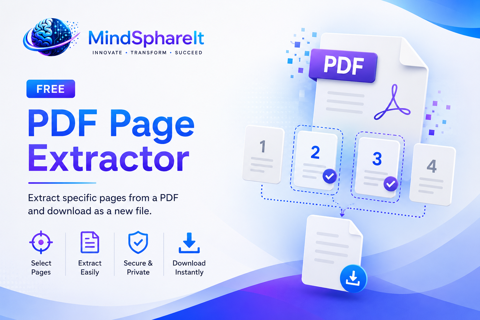 ToolSphare의 무료 PDF 페이지 추출기 도구 스크린샷