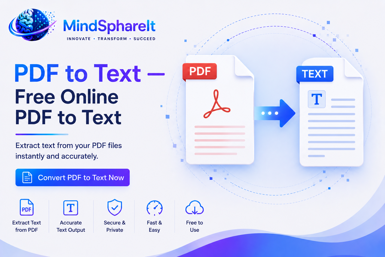 ToolSphare'deki ücretsiz PDF'yi Metne Dönüştürme aracının ekran görüntüsü