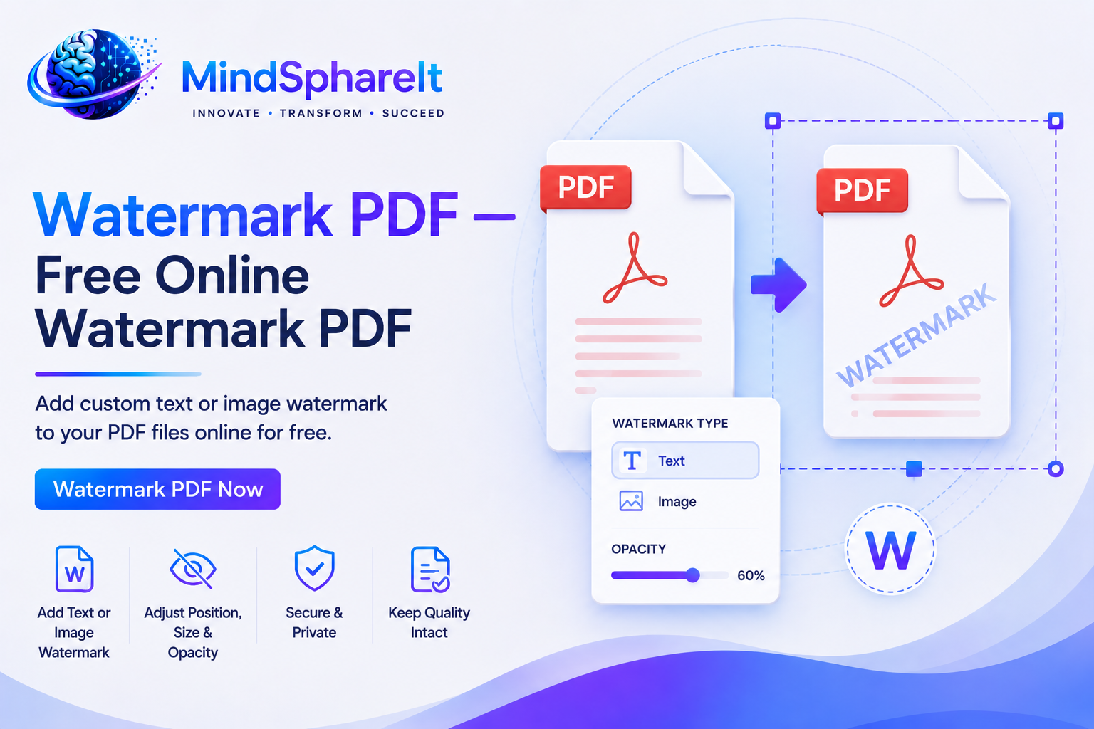 Screenshot des kostenlosen Wasserzeichen-PDF-Tools auf ToolSphare